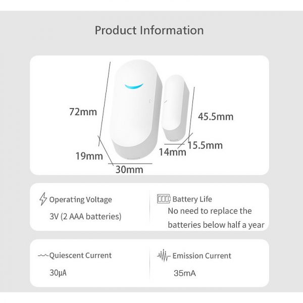 [Smart Life App] Tuya WiFi Door Window Sensor Wireless Notification
