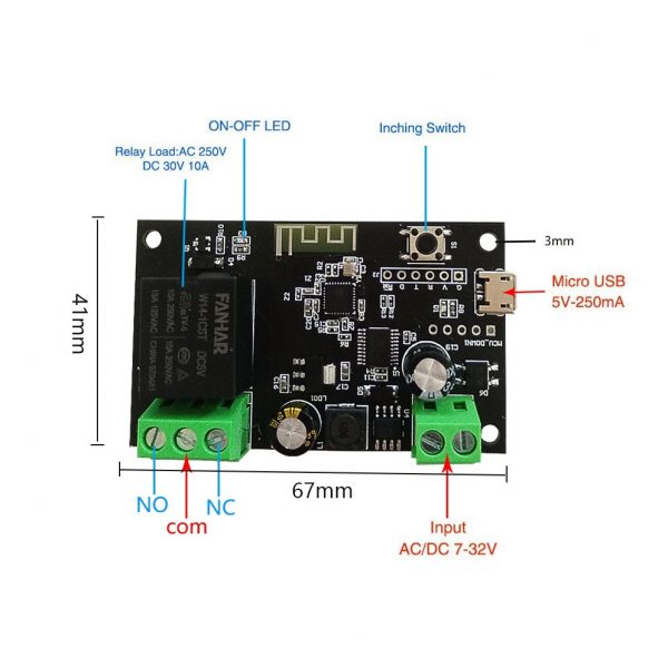 Smart life 12V DC Relay module Autogate Inching/Self locking auto gate