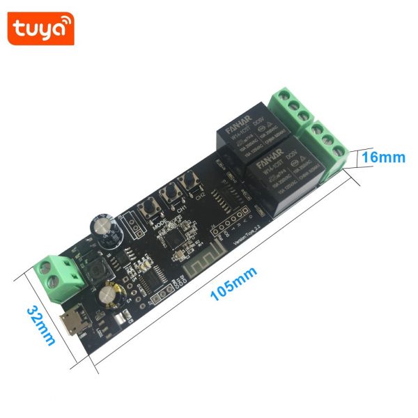 Smart life 12V 2CH DC Relay module Autogate Inching/Self locking auto gate