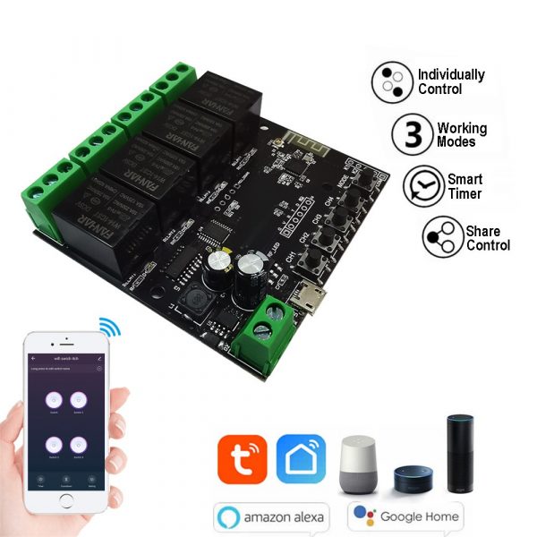 [Smart Life App] 4CH USB DC 7 32V WiFi Switch Wireless Relay Module Autogate APP Auto Gate Control