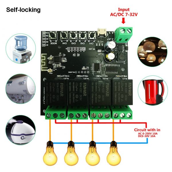 [Smart Life App] 4CH USB DC 7 32V WiFi Switch Wireless Relay Module Autogate APP Auto Gate Control