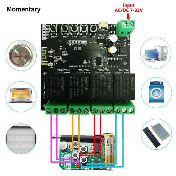 [Smart Life App] 4CH USB DC 7 32V WiFi Switch Wireless Relay Module Autogate APP Auto Gate Control