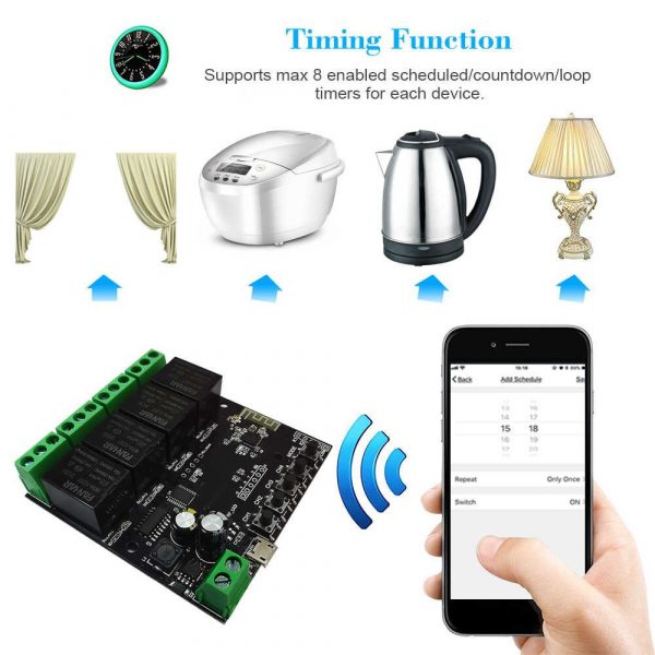 [Smart Life App] 4CH USB DC 7 32V WiFi Switch Wireless Relay Module Autogate APP Auto Gate Control