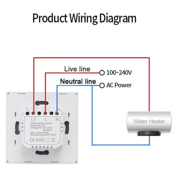 [Smart Life App] TUYA 20A Water Heater Aircon Switch Smart Wifi Touch Wall Switch
