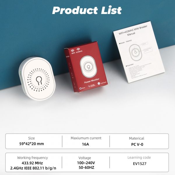 [Smart Life App] 16A Power monitoring switch with 433mhz rf