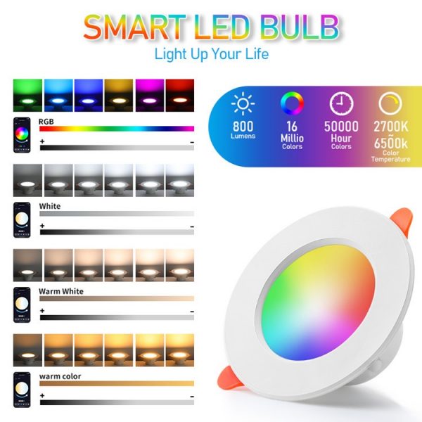 Smart Life Bluetooth LED Downlight Dimming Lamp RGBCW Warm Cool Light