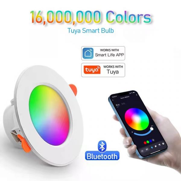 Smart Life Bluetooth LED Downlight Dimming Lamp RGBCW Warm Cool Light