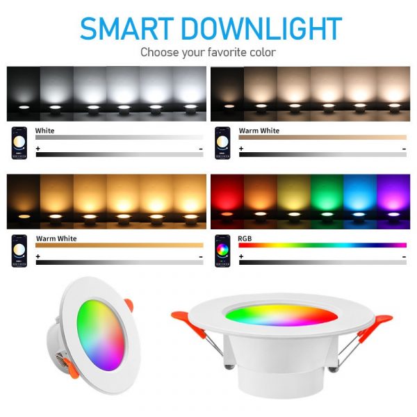 Smart Life Bluetooth LED Downlight Dimming Lamp RGBCW Warm Cool Light