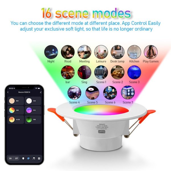 Smart Life Bluetooth LED Downlight Dimming Lamp RGBCW Warm Cool Light