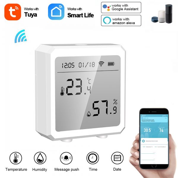 Tuya Wifi Temperature & Humidity Sensor with LCD display Wireless Smart Themometer