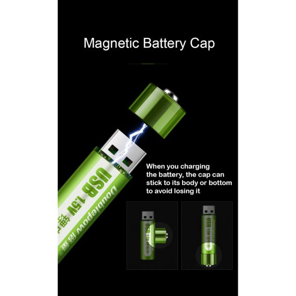 DoublePow USB Rechargeable AA Lithium Battery 1800mWh(~1200mAh)