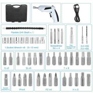 45 In 1 Rechargeable Cordless Electric Mini Hand Drill Screwdriver Set