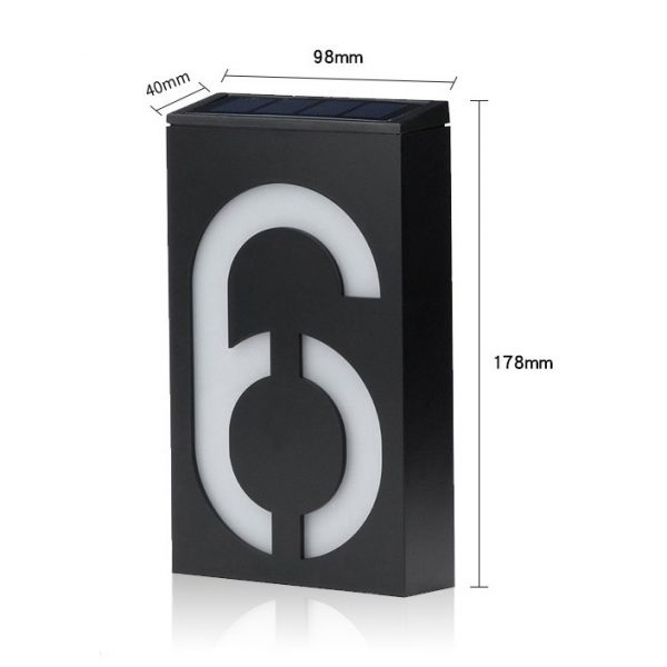 Solar Door Number Plate Doorplate Personalized House Light IP55 Outdoor Sign Nombor