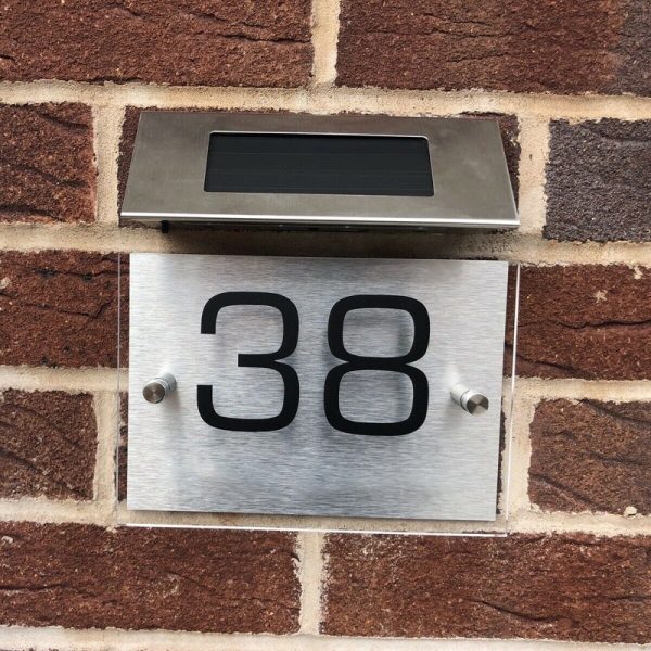 Solar Powered House Number Door Plate COD LED Light Doorplate