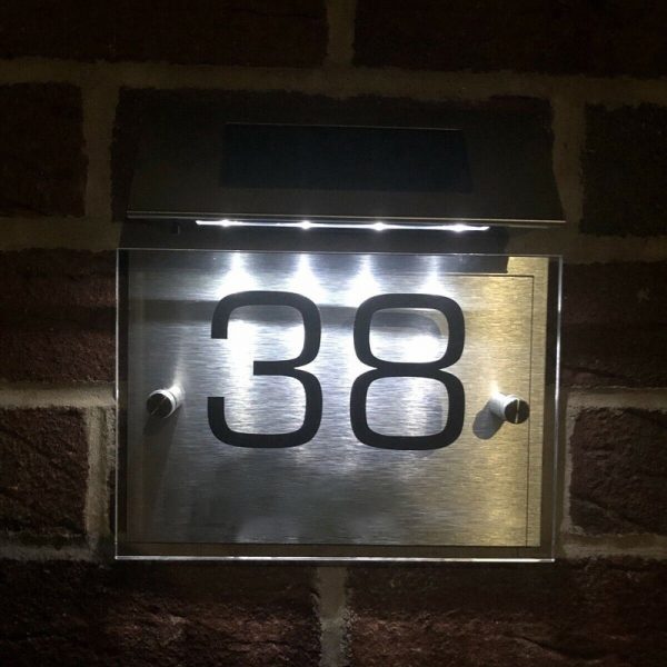 Solar Powered House Number Door Plate COD LED Light Doorplate