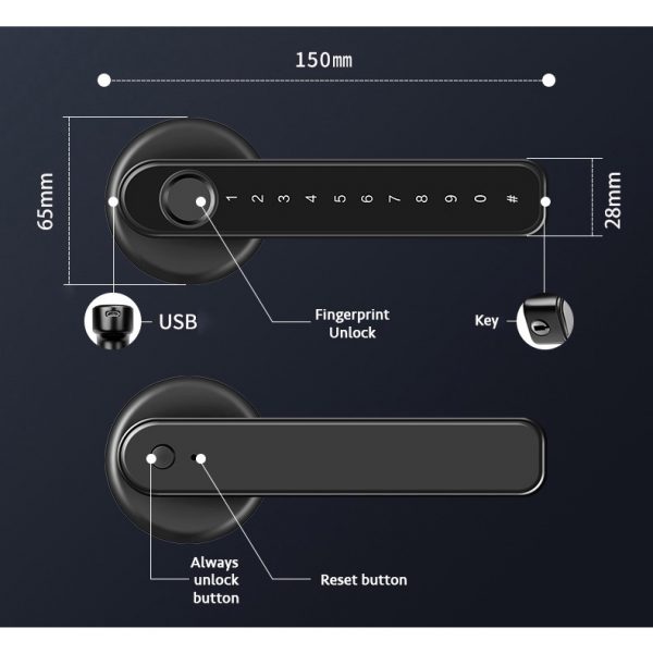 TTlock APP Bluetooth Biometric fingerprint lock with Keys Digital Smart door lock Electronic Handle