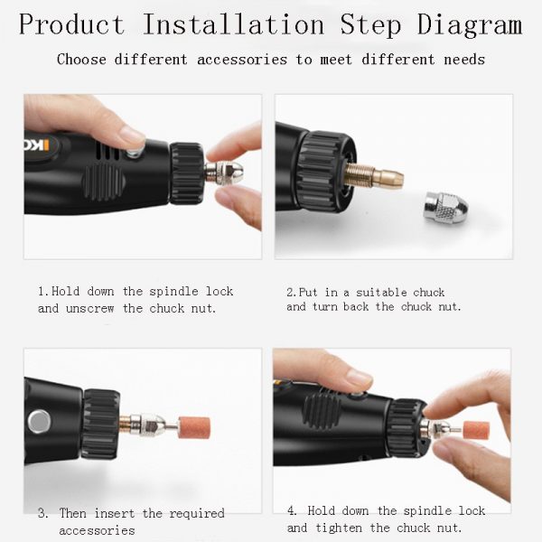 Komax Mini Electric Grinder tool for Milling Polishing Drilling Cutting Engraving with Accessories