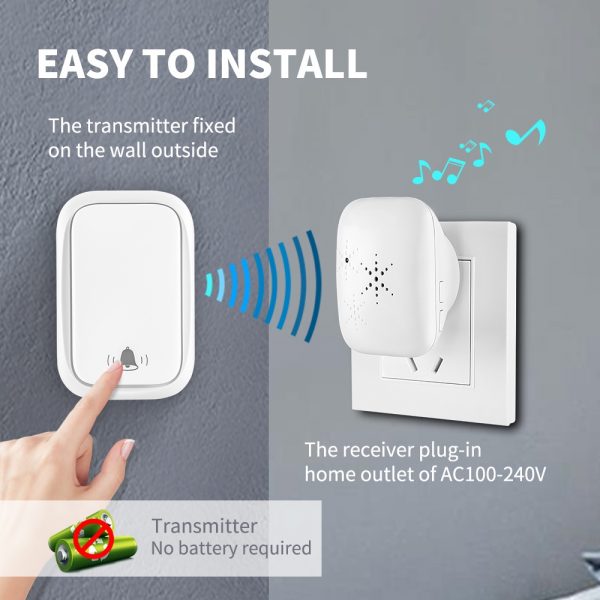 QiChip Wireless Door bell self powered no battery needed waterproof