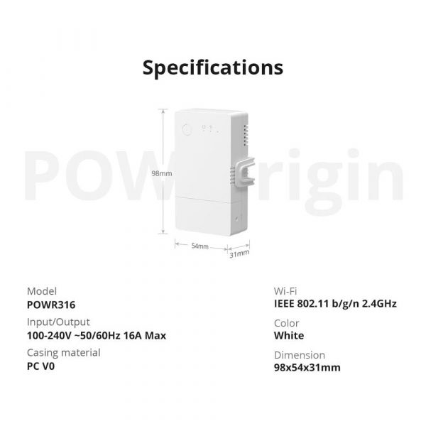 Sonoff Pow Origin Elite WiFi wireless control Power Monitor Switch