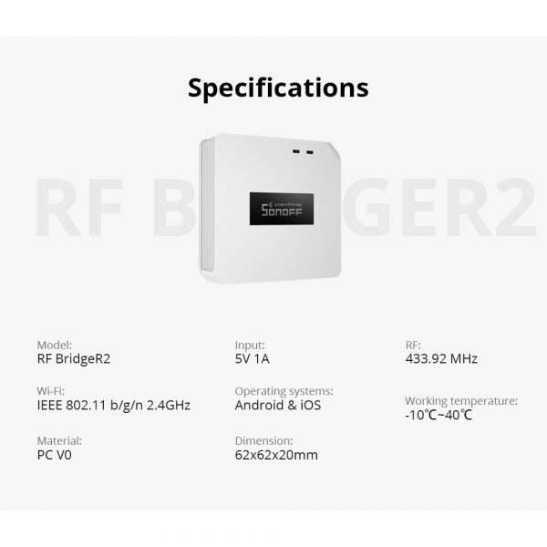 Sonoff RF Bridge R2 WiFi 433MHz Remote APP Control