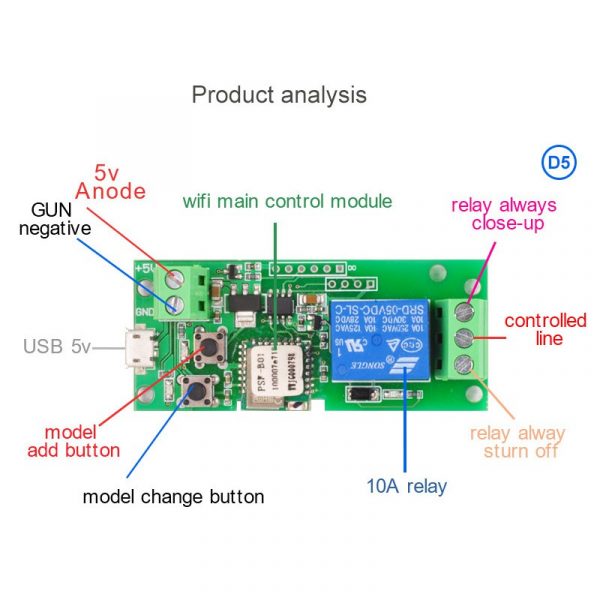 eWeLink 5V DC relay module Inching/ Self-Locking Wifi Wireless Switch