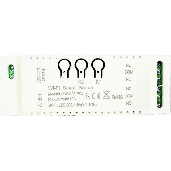 eWeLink DC 2 Channel 12V Self Locking/ Inching/ Interlock Relay Module Wifi Switch auto gate