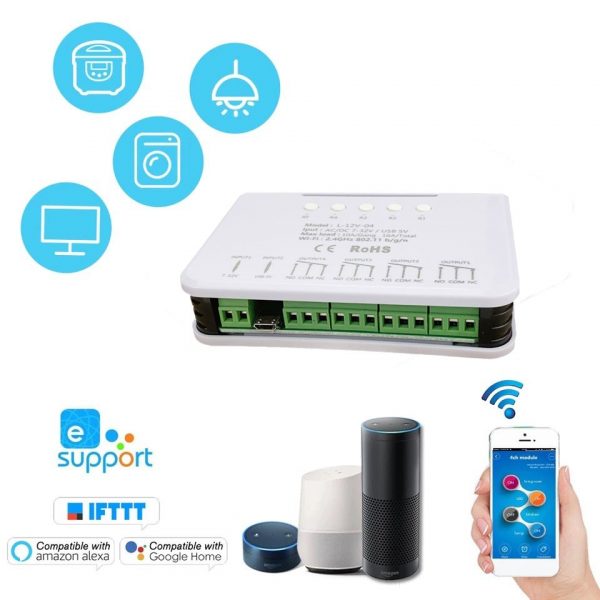 eWeLink 4CH DC Inching Module Wireless Switch Relay Module