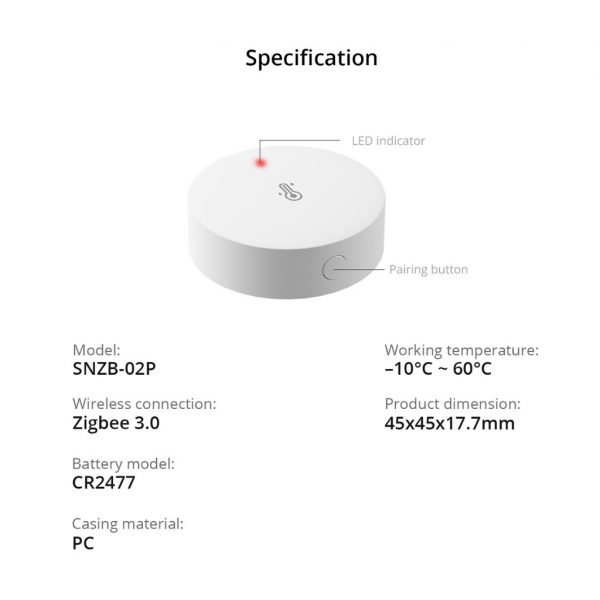 SONOFF SNZB-02 SNZB-02D SNZB-02P- ZIGBEE TEMPERATURE AND HUMIDITY SENSOR