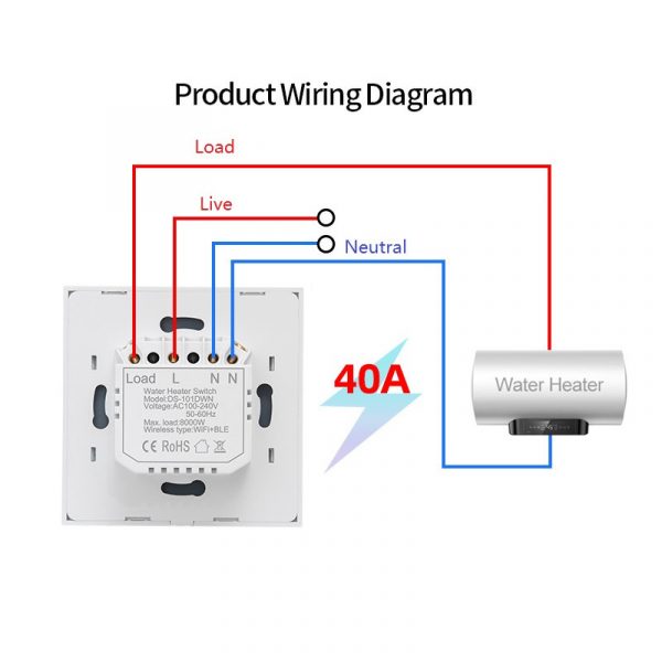 40A Homekit WiFi Smart Wall Switch for water heater aircon