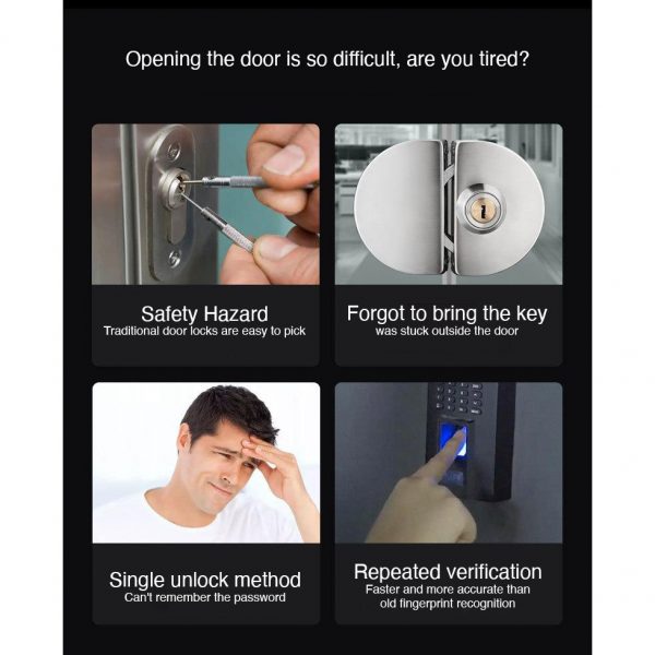 Tuya / Smart Life Bluetooth Glass Door Lock Digital Biometric Fingerprint