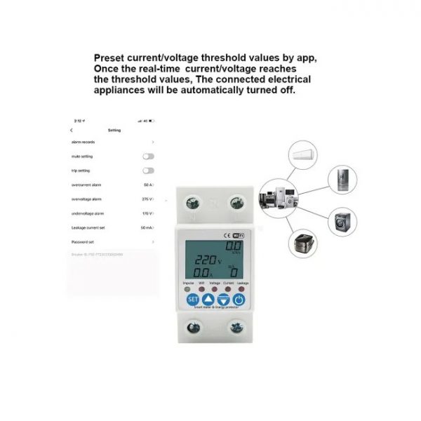 Smart Life Power Monitoring Meter 63A with Leakage Protection