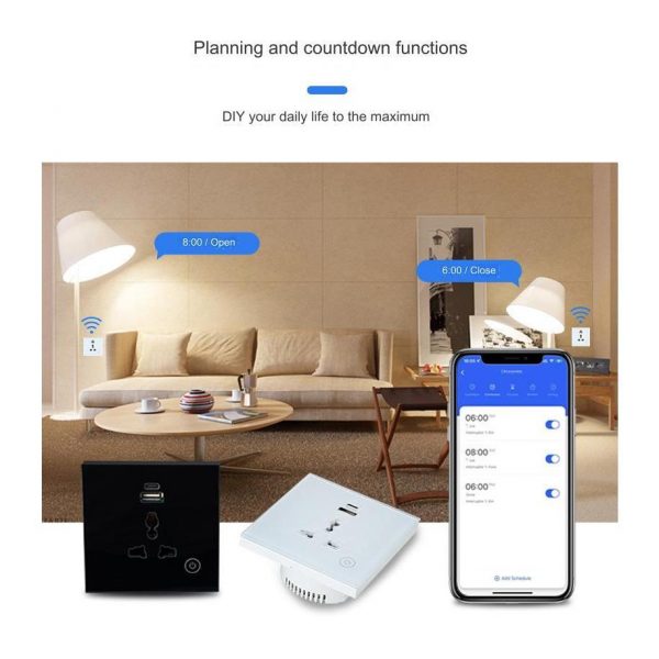 eWeLink WiFi Smart Socket with 3-Pin Universal Socket USB Type C Port App Control Home Automation