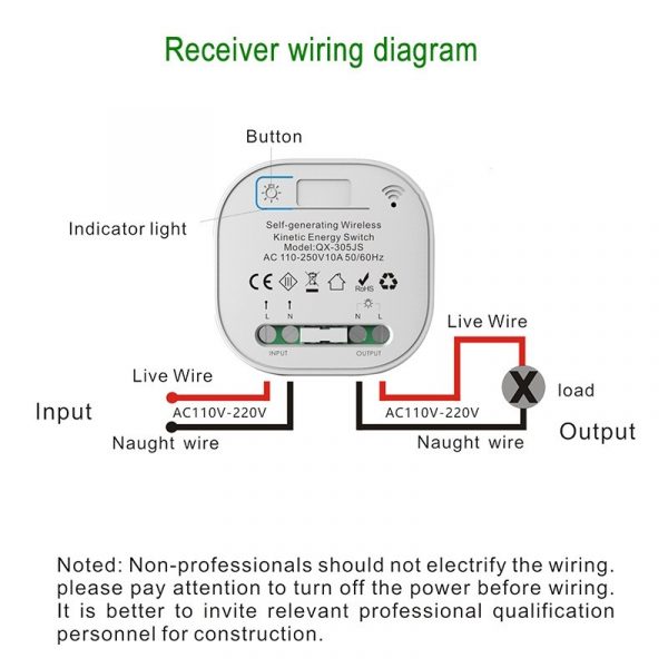 Self Powered Wireless Kinetic Energy RF Relay module switch No battery needed