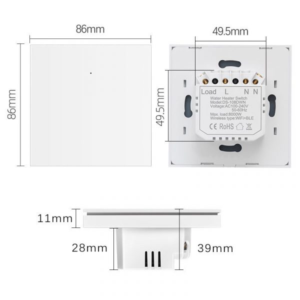 Smart Life App 20A/40A Aircon Water Heater Switch Wifi Touch