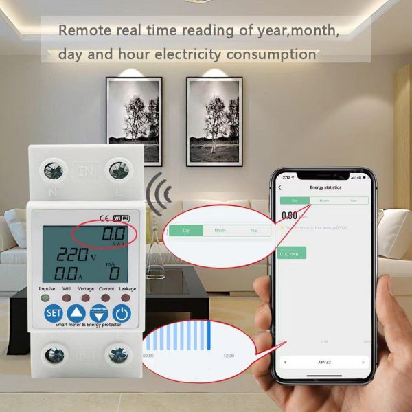 Smart Life Power Monitoring Meter 63A with Leakage Protection