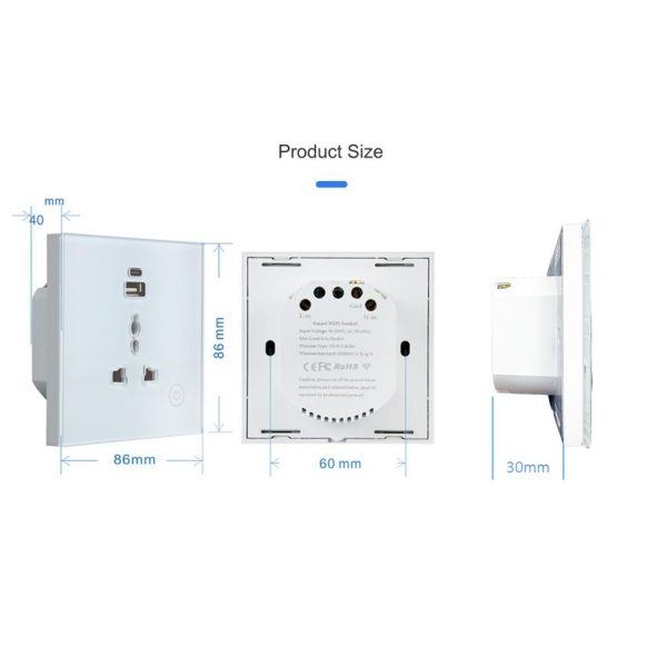 eWeLink WiFi Smart Socket with 3-Pin Universal Socket USB Type C Port App Control Home Automation