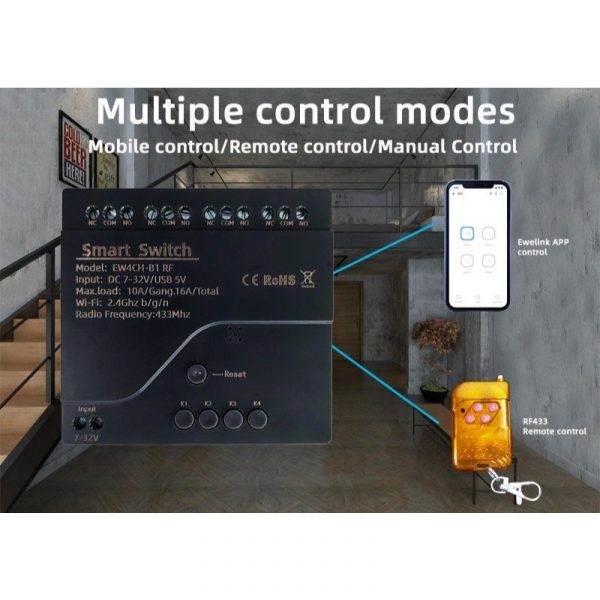 eWeLink 4CH DC PRO Inching Module Wireless Switch Relay Module