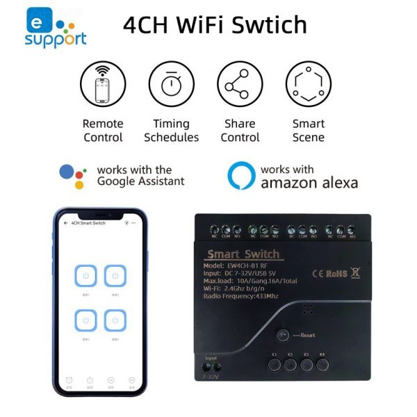 eWeLink 4CH DC PRO Inching Module Wireless Switch Relay Module