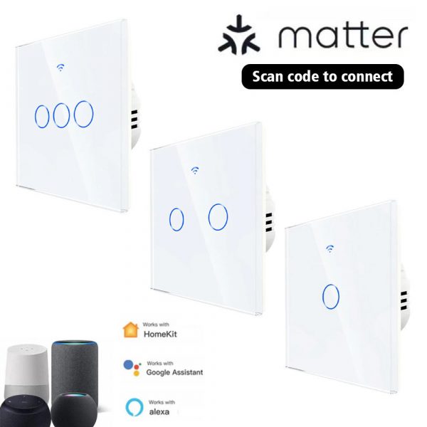 Matter Smart Touch Wall Switch 2 in 1 With or Without Neutral
