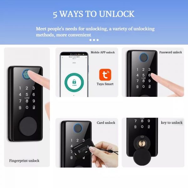 Smart Life Tuya Electronic Bluetooth Door Deadbolt Smart Lock Biometric Fingerprint Digital Password