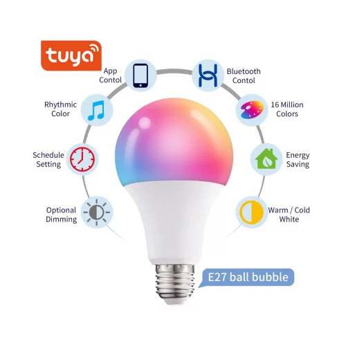 Tuya Smart Life Bluetooth E27 RGB CW Smart Light Bulb 10W