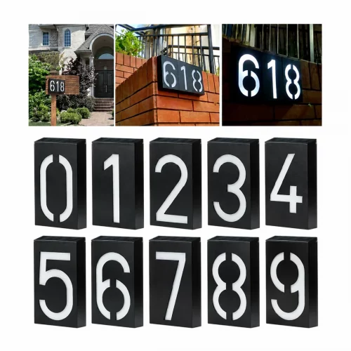 Solar LED House Number Door Plate Outdoor Sign