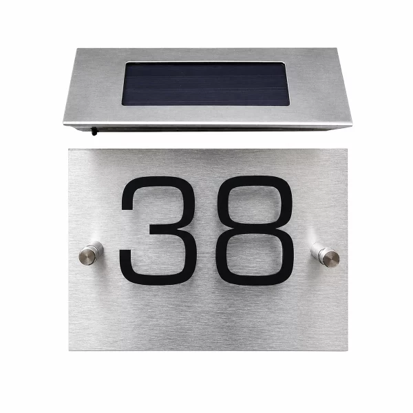 Solar Powered LED House Number Door Plate